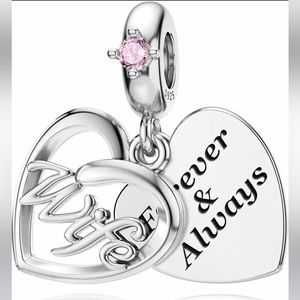 Wife Forever and Always Charm, fits Pandora Charm Bracelet, S925 Silver,